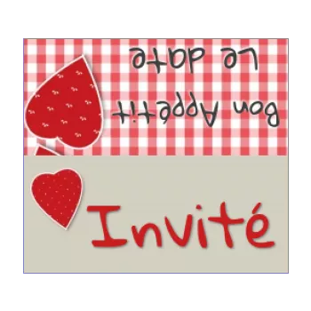 etiquette marque place table coeur rouge 