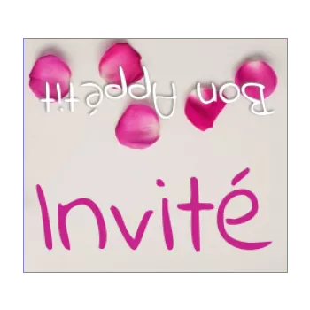 etiquette marque place table fleur mauve 