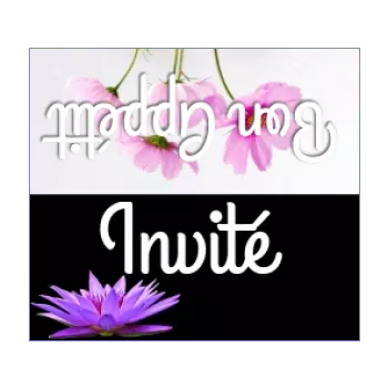 etiquette marque place table fleur mauve noir 