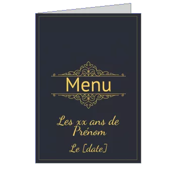 Anniversaire Menu Bleu Elegant Orange à imprimer