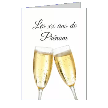 Anniversaire Menu Champagne Alcool à imprimer