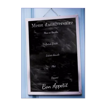anniversaire menu ardoise bleu 