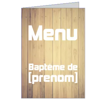 Menu Bapteme Bois Marron à imprimer
