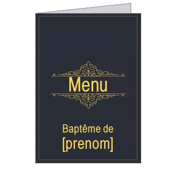Menu Bapteme Elegant Gris Orange à imprimer