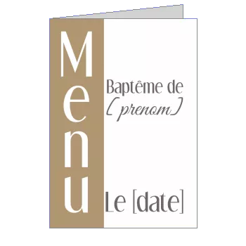 Menu Bapteme Table Marron à imprimer