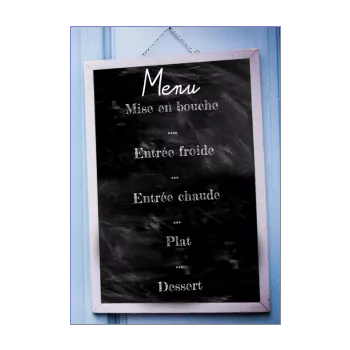 menu communion ardoise bleu noir 