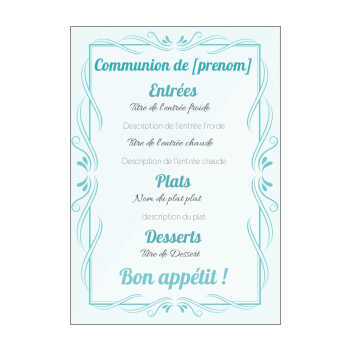 Menu De Communion A Imprimer