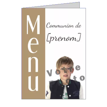 Menu Communion Marron avec photo à imprimer