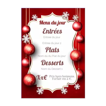 carte menu restaurant noel boule rouge 
