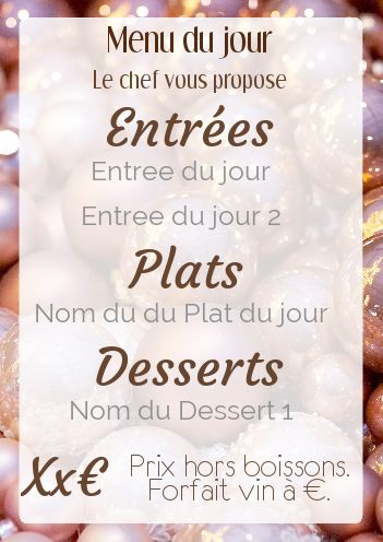 Carte Menu Restaurant Noel Doree gratuit à imprimer