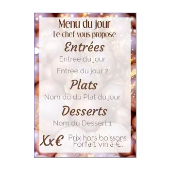 carte menu restaurant noel doree boule marron 