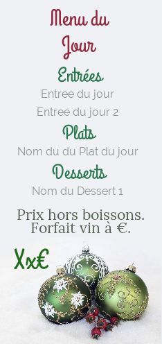Carte Menu Restaurant Noel Boule gratuit à imprimer