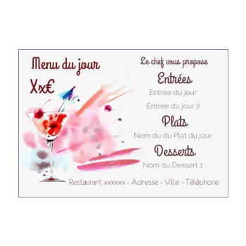 carte menu restaurant cocktail gris rouge alcool 