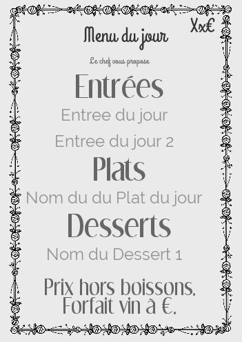 Carte Menu Restaurant Gris gratuit à imprimer