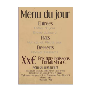 carte menu restaurant italien marron 