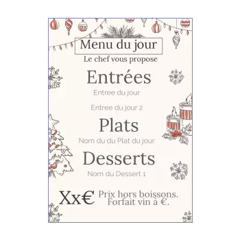 carte menu restaurant noel dessin 