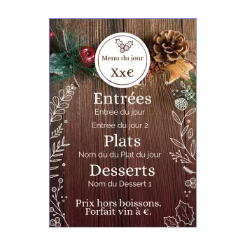 carte menu restaurant noel table marron 