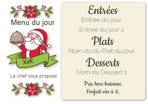 Carte Menu Restaurant Noel Dessin gratuit à imprimer