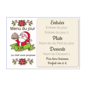 carte menu restaurant noel dessin pere noel 