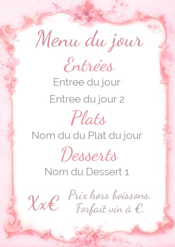 Carte Menu Restaurant Rose gratuit à imprimer