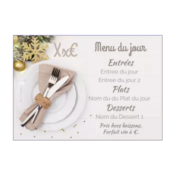 carte menu restaurant noel table blanc etoile fourchette 
