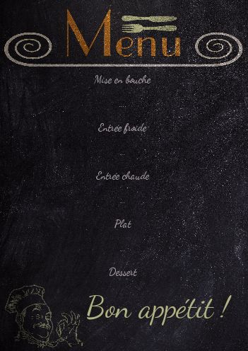 Menu Nouvel An Repas Soiree gratuit à imprimer