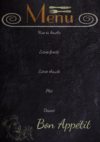 Menu Mariage Ardoise Noir Orange gratuit à imprimer
