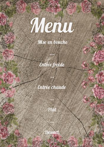 Menu Mariage Bois Fleur Marron gratuit à imprimer