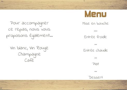 Verso Menu Mariage Bois à imprimer