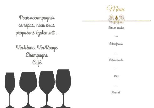 Verso Menu Mariage Alcool à imprimer