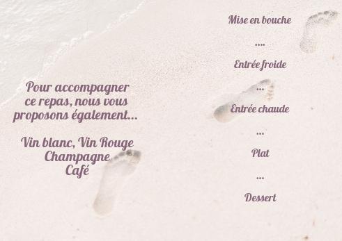 Verso Menu Mariage Plage à imprimer