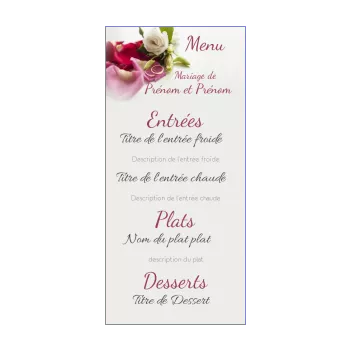 menu mariage anneau fleur mauve 