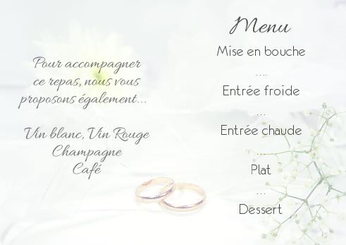 Verso Menu Mariage Fleur à imprimer
