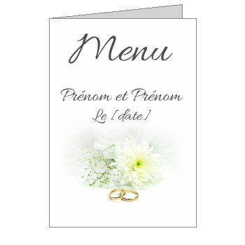 Menu Mariage Anneau Fleur Blanc A Imprimer Carte 655