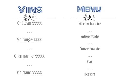 Verso Menu Mariage Fleur à imprimer