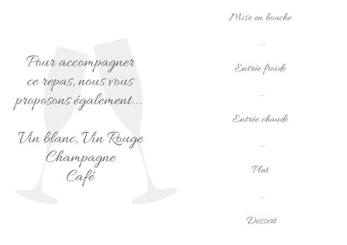 Verso Menu Mariage Elegant Gris Orange à imprimer