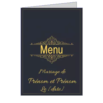 Menu Mariage Elegant Gris Orange à imprimer