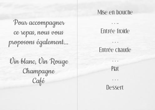 Verso Menu Mariage Blanc Femme Gris à imprimer
