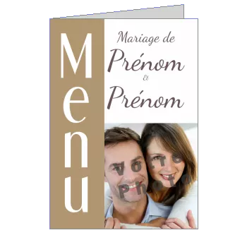 Menu Mariage Marron avec photo à imprimer