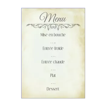 menu mariage lettre jaune 