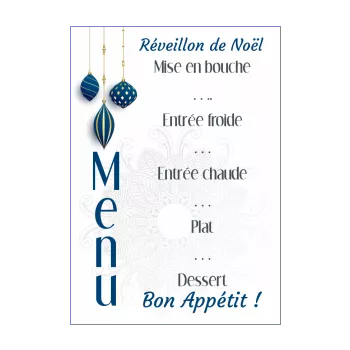 menu repas noel bleu boule 