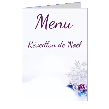 Menu Repas Noel Bleu Boule à imprimer