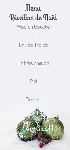 Menu Repas Noel Boule Neige gratuit à imprimer
