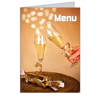 Menu Repas Champagne Noel Orange à imprimer
