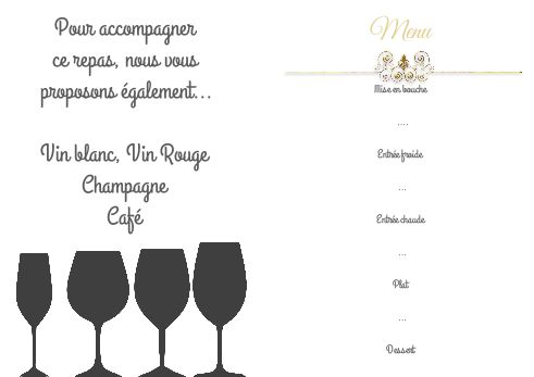 Verso Menu Repas Champagne Noel Jaune à imprimer