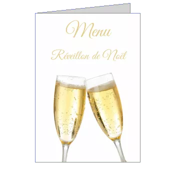 Menu Repas Champagne Noel Jaune à imprimer