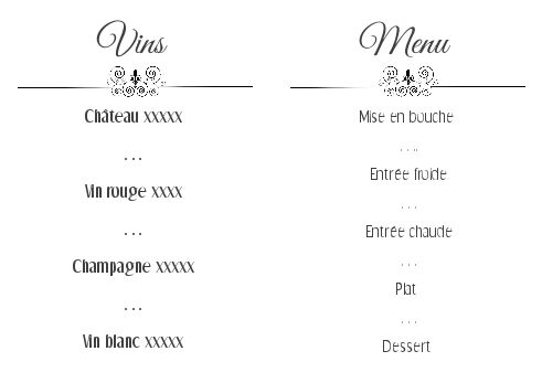 Verso Menu Repas Noel Marron à imprimer