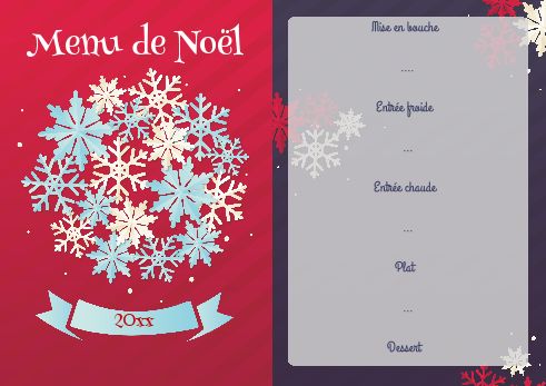 Menu Repas Noel Bleu Etoile à imprimer