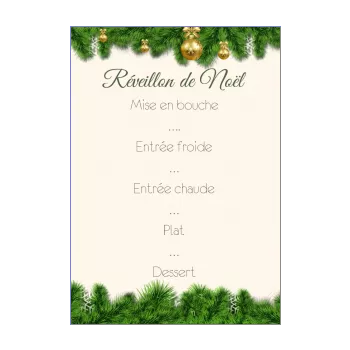menu repas noel boule sapin vert 