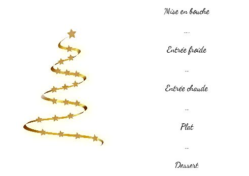 Verso Menu Repas Noel Etoile Orange à imprimer